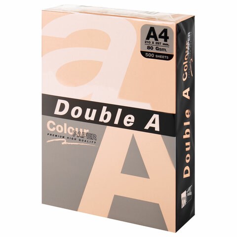 Бумага цветная DOUBLE A, А4, 80 г/м2, 500 л., пастель, светло-оранжевая 115117 - фото 165404