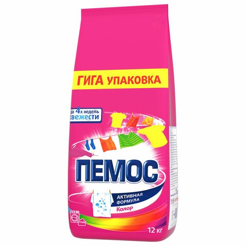 Стиральный порошок автомат, 12 кг, ПЕМОС КОЛОР, для цветного белья 609650 - фото 172547