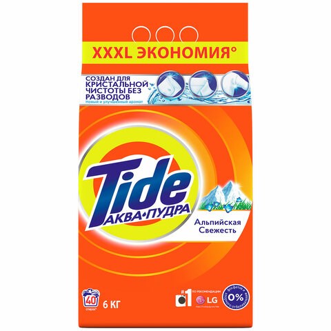Стиральный порошок-автомат 6 кг, TIDE (Тайд) "Альпийская свежесть", 700271 603159 - фото 172592