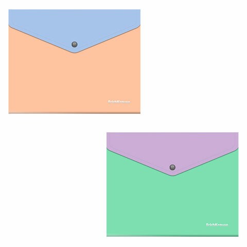 Папка-конверт с кнопкой ERICH KRAUSE "Matt Pastel Bloom", А5+, до 120 л., с карманом, ассорти, 0,18 мм, 61150 272928 - фото 181181