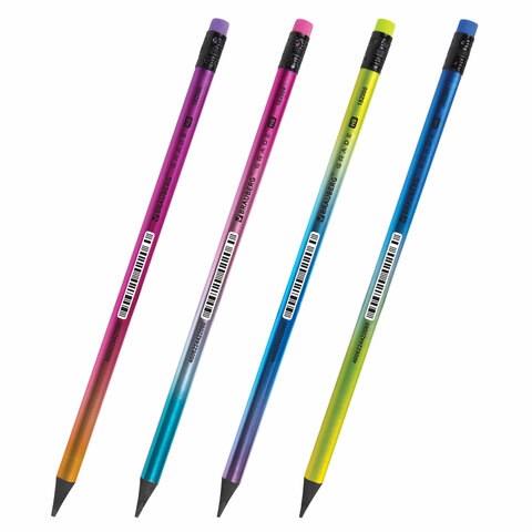 Карандаш чернографитный с ластиком BRAUBERG "GRADE Metallic", 1 шт., HB, трехгранный, 182000 182000 - фото 185707