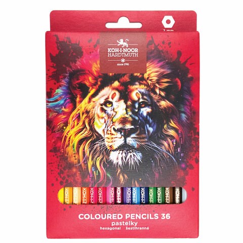 Карандаши цветные KOH-I-NOOR "RED LION" 36 цветов, шестигранные, 2,8 мм, натуральное дерево, 3555/36, 3555036063KS 182083 - фото 187031