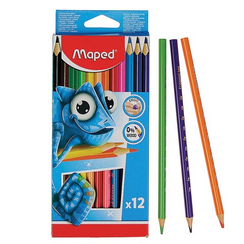 Карандаши цветные MAPED (Франция) "Pulse", 12 цветов, трехгранные, 862702 181599 - фото 187065