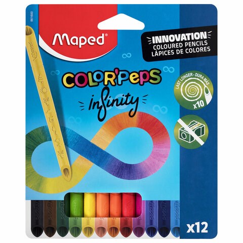 Карандаши цветные монолитные MAPED "Infinity", набор 12 цветов, трехгранные, 861600 182053 - фото 187101