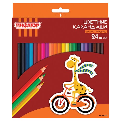 Карандаши цветные ПИФАГОР "ЖИРАФ", 24 цвета, шестигранные, 181252 181252 - фото 187224