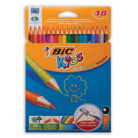 Карандаши цветные пластиковые BIC (Франция) "Evolution", 18 цветов, заточенные, в картонной упаковке с европодвесом, 829728, 9375173 180670 - фото 187348