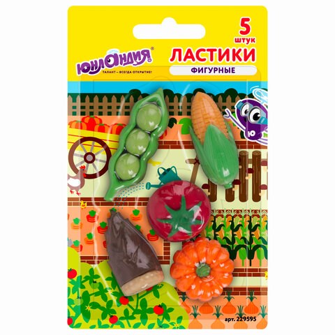 Набор ластиков фигурных ЮНЛАНДИЯ "Огород", 5 шт., ассорти, 229595 229595 - фото 188854