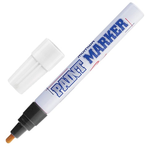 Маркер-краска лаковый (paint marker) MUNHWA, 4 мм, ЧЕРНЫЙ, нитро-основа, алюминиевый корпус, PM-01 151481 - фото 192201