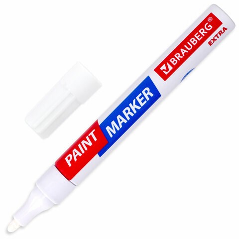 Маркер-краска лаковый EXTRA (paint marker) 4 мм, БЕЛЫЙ, УСИЛЕННАЯ НИТРО-ОСНОВА, BRAUBERG, 151978 151978 - фото 192470