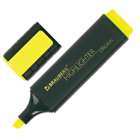 Текстовыделитель BRAUBERG "ORIGINAL", ЖЕЛТЫЙ, линия 1-5 мм, 151681 151681 - фото 193908