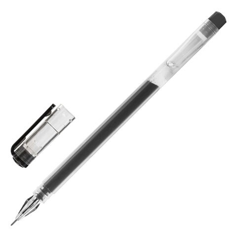 Ручка гелевая STAFF "Basic" GP-675, ЧЕРНАЯ, длина письма 1000 м, игольчатый узел 0,5 мм, линия письма 0,35 мм, 143675 143675 - фото 198311