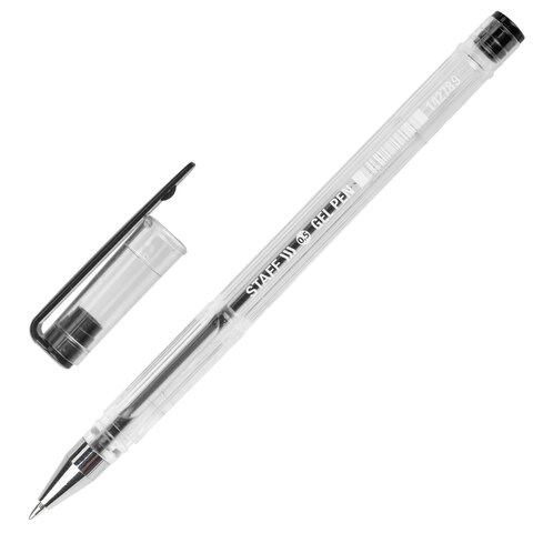 Ручка гелевая STAFF "Basic" GP-789, ЧЕРНАЯ, корпус прозрачный, хромированные детали, узел 0,5 мм, 142789 142789 - фото 198343