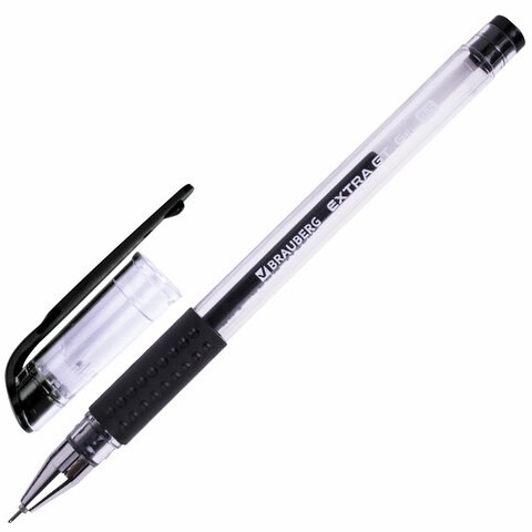 Ручка гелевая с грипом BRAUBERG "EXTRA GT NEEDLE", ЧЕРНАЯ, игольчатый узел 0,5 мм, линия 0,35 мм, 143918 143918 - фото 198450