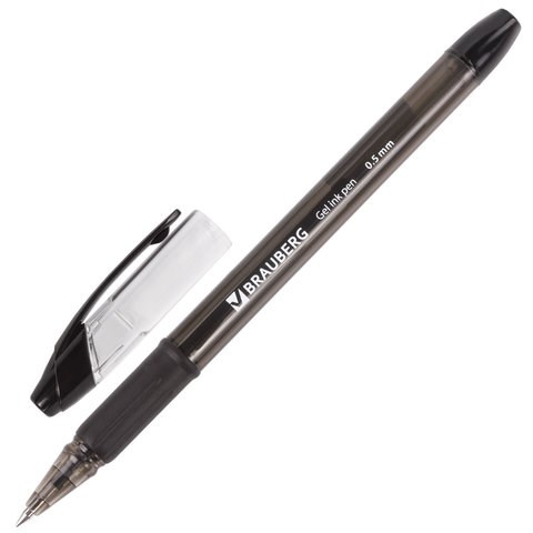 Ручка гелевая с грипом BRAUBERG "Samurai", ЧЕРНАЯ, корпус тонированный, узел 0,5 мм, линия письма 0,35 мм, 141178 141178 - фото 198550