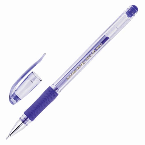 Ручка гелевая с грипом CROWN "Hi-Jell Needle Grip", СИНЯЯ, узел 0,7 мм, линия письма 0,5 мм, HJR-500RNB 143063 - фото 198568