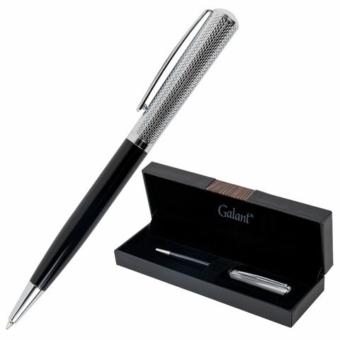 Ручка подарочная шариковая GALANT "Hector", корпус черный/серебро, детали серебро, узел 0,7 мм, линия письма 0,5 мм, синяя, 144173 144173 - фото 199884