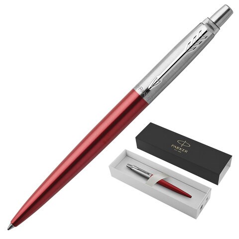 Ручка шариковая PARKER "Jotter Core Kensington Red CT", корпус красный, детали хром, синяя, 1953187 142379 - фото 200376