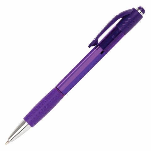 Ручка шариковая автоматическая с грипом BRAUBERG SUPER, СИНЯЯ, корпус фиолетовый, узел 0,7 мм, линия письма 0,35 мм, 143373 143373 - фото 202408