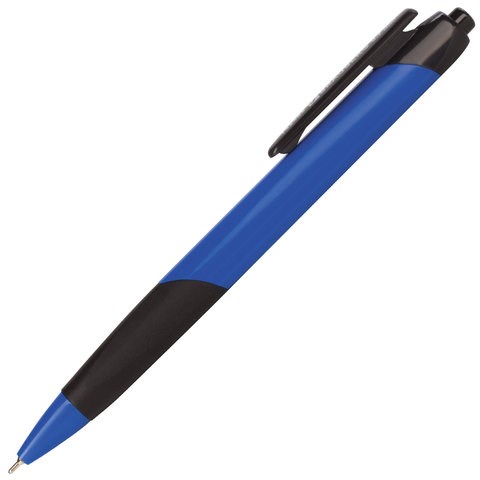 Ручка шариковая масляная автоматическая с грипом BRAUBERG "Booster", СИНЯЯ, трехгранная, узел 0,7 мм, линия письма 0,35 мм, 142483 142483 - фото 202623