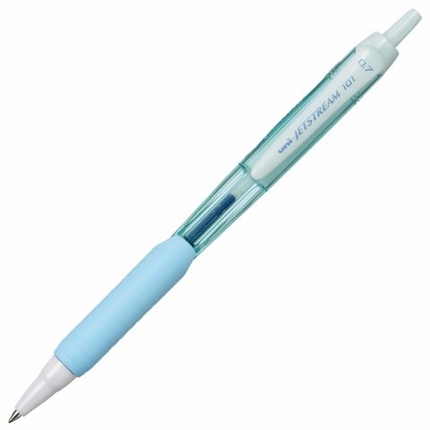 Ручка шариковая масляная автоматическая с грипом UNI "JetStream", СИНЯЯ, корпус бирюзовый, 0,35 мм, SXN-101FL AQUA 144111 - фото 202726
