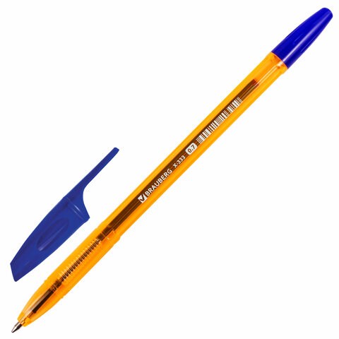 Ручка шариковая BRAUBERG "X-333" AMBER, СИНЯЯ, корпус тонированный оранжевый, узел 0,7 мм, линия письма 0,35 мм, 142832 142832 - фото 203373