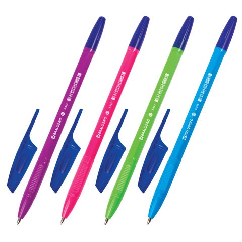 Ручка шариковая BRAUBERG "X-333" NEON SOLID, СИНЯЯ, корпус ассорти, узел 0,7 мм, линия письма 0,35 мм, 142831 142831 - фото 203381