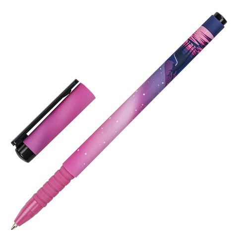 Ручка шариковая BRAUBERG SOFT TOUCH GRIP "STARS", СИНЯЯ, мягкое покрытие, узел 0,7 мм, 143715 143715 - фото 203635