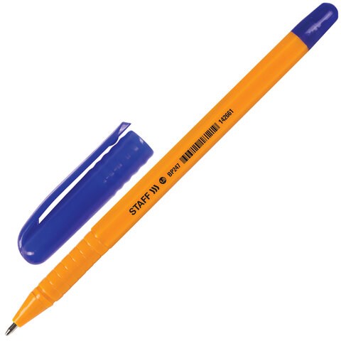 Ручка шариковая STAFF "EVERYDAY BP-247 Orange", СИНЯЯ, шестигранная, корпус оранжевый, линия письма 0,5 мм, 142661 142661 - фото 204160