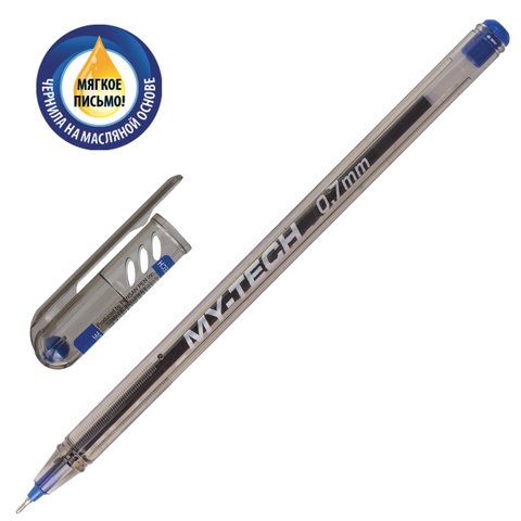 Ручка шариковая масляная PENSAN "My-Tech", СИНЯЯ, игольчатый узел 0,7 мм, линия письма 0,35 мм, 2240 141595 - фото 204854