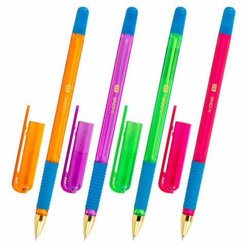 Ручка шариковая с грипом BRAUBERG "X-ONE NEON", СИНЯЯ, корпус ассорти, узел 0,5 мм, линия письма 0,35 мм, 143987 143987 - фото 205711