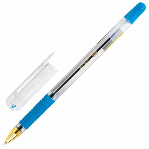 Ручка шариковая с грипом BRAUBERG "X-ONE", СИНЯЯ, корпус прозрачный, узел 0,5 мм, линия письма 0,35 мм, 143985 143985 - фото 205742