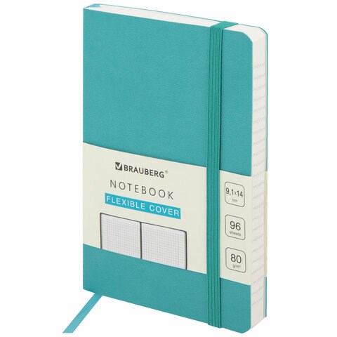 Блокнот МАЛЫЙ ФОРМАТ (91х140 мм) А6, BRAUBERG ULTRA, под кожу, 80 г/м2, 96 л., клетка, бирюзовый, 113027 113027 - фото 210300