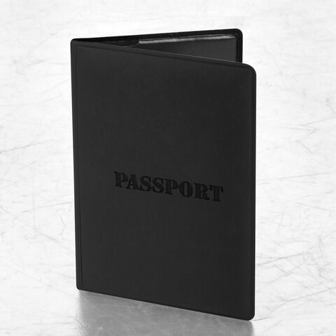 Обложка для паспорта, мягкий полиуретан, "PASSPORT", черная, STAFF, 238407 238407 - фото 213342
