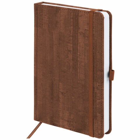 Ежедневник недатированный А5 (138x213 мм) BRAUBERG "Wood", кожзам, резинка, 136 л., коричневый, 111676 111676 - фото 216693