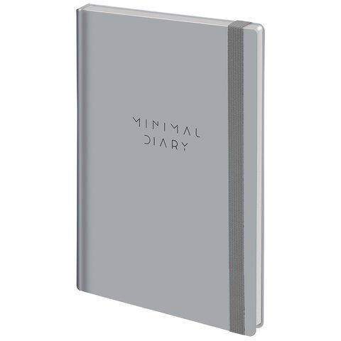 Ежедневник недатированный с резинкой А5 145х203 мм, BRAUBERG, твердый, 160 л, "Minimal", серый, 116302 116302 - фото 220108