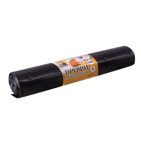 Мешки для мусора 480 л, черные, в рулоне 5 шт., ПВД, 65 мкм, 130х170 см, особо прочные, КОНЦЕПЦИЯ БЫТА "Профи", 2890 603735 - фото 245199