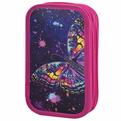 Пенал ЮНЛАНДИЯ, 2 отделения, ламинированный картон, 19х11 см, "Colorful butterfly", 270886 270886 - фото 257771
