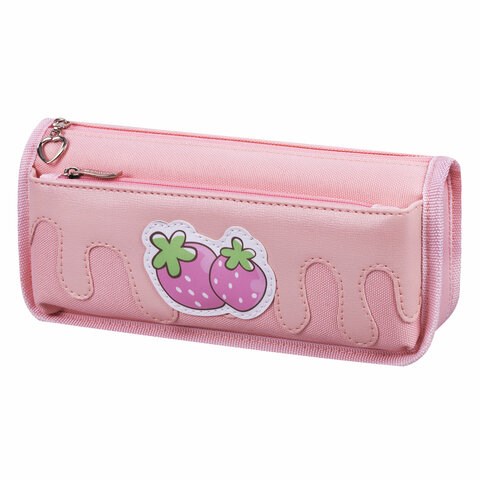 Пенал мягкий ЮНЛАНДИЯ, 2 отделения, полиэстер, "Strawberry shortcake", розовый, 21х9х6 см, 271577 271577 - фото 258406