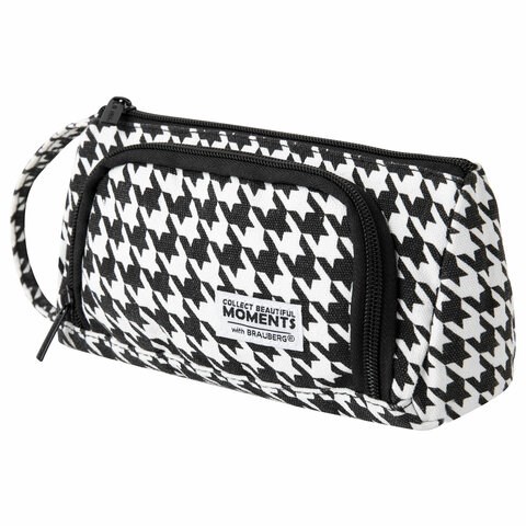 Пенал-косметичка BRAUBERG с ручкой, 1 откидная планка, полиэстер, 22x10х8 см, "Houndstooth", 271560 271560 - фото 258741