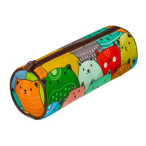 Пенал-тубус BRAUBERG, с эффектом Soft Touch, мягкий, "Cats", 22х8 см, 229008 229008 - фото 259151