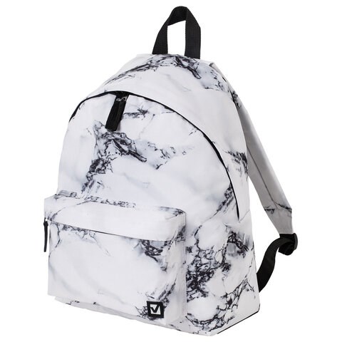 Рюкзак BRAUBERG СИТИ-ФОРМАТ универсальный, "White marble", бело-черный, 41х32х14 см, 229886 229886 - фото 268612