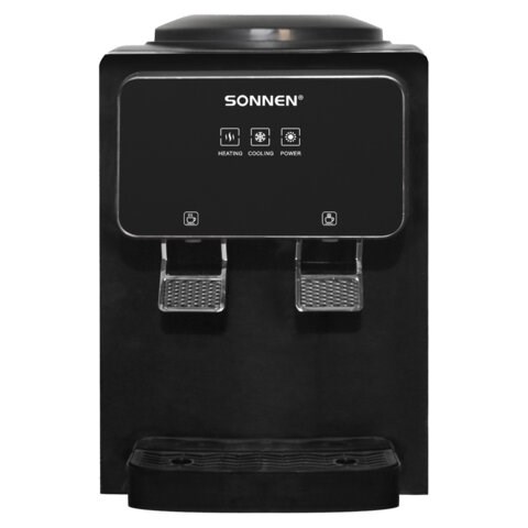 Кулер для воды SONNEN TSE-02FBP, настольный, НАГРЕВ/ОХЛАЖДЕНИЕ ЭЛЕКТРОННОЕ, 2 крана, антрацит, 455750 455750 - фото 296257