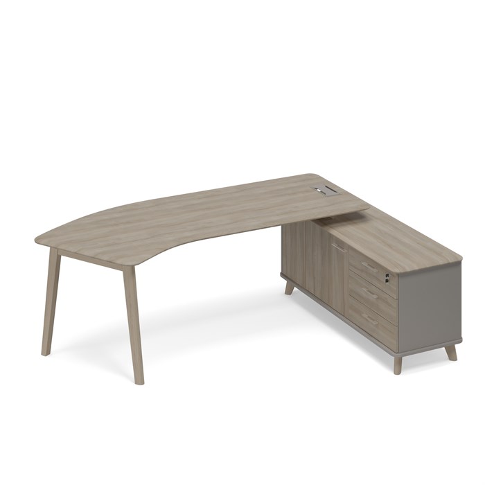 Стол руководителя эргономичный на тумбе правый (тип 5) WOOD 209288 - фото 304473