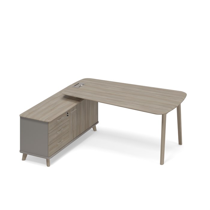 Стoл руководителя на опорной тумбе левый (тип 3) WOOD 209275 - фото 304612