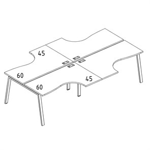 Рабочая станция со столами (4х140) каркас TRE 204398