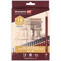 Карандаши чернографитные профессиональные 8H-8B НАБОР 18 штук, BRAUBERG ART "PREMIERE", 181893 181893 - фото 186238