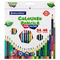Карандаши цветные двусторонние BRAUBERG PREMIUM TWIN COLOUR, 24 штуки, 48 цветов, шестигранные, грифель 3,3 мм, натуральное дерево, 181875 181875 - фото 187092