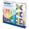 Карандаши цветные супермягкие яркие BRAUBERG MAX, 50 цветов, трехгранные, грифель 3,3 мм, натуральное дерево, 181860 181860 - фото 187423