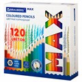 Карандаши цветные супермягкие яркие классические BRAUBERG MAX 120 цветов, шестигранные, натуральное дерево, грифель 3,3 мм, 182006 182006 - фото 187448