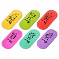 Ластики BRAUBERG KIDS "Fruits", НАБОР 6 штук, 50х23х10 мм, овальные, ассорти, 272669 272669 - фото 188645